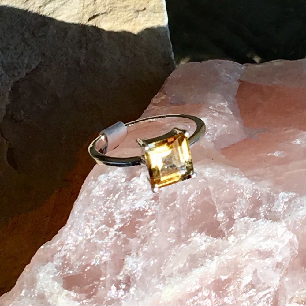 NEW Dainty, natural 2 carat citrine sterling ring
